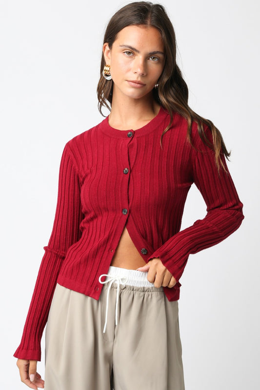 Cranberry Button-up Top