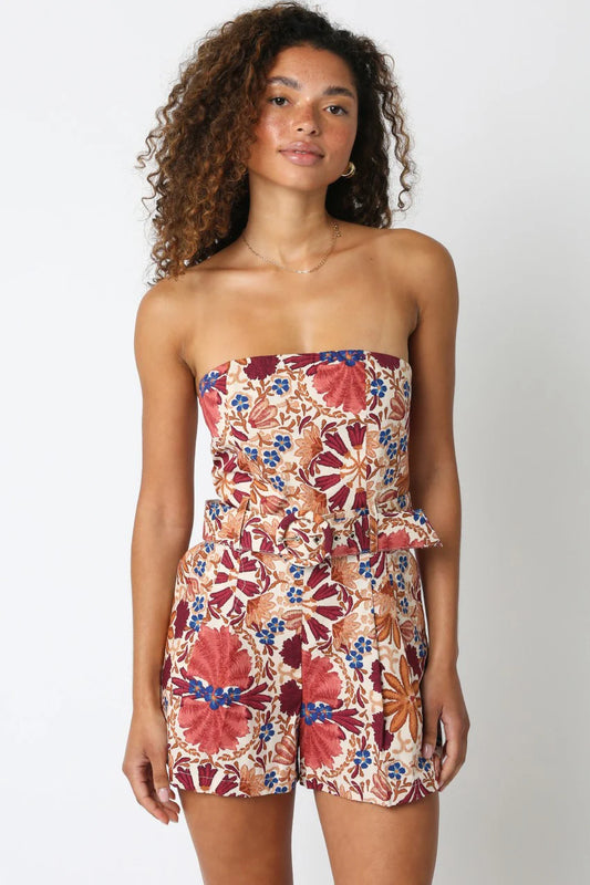 Multicolor Floral Strapless Romper