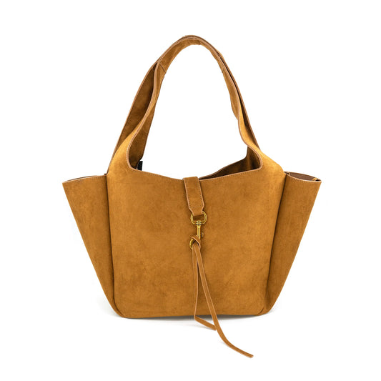 Suede Cognac Luxe Tote