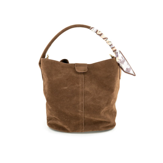 Chocolate Suede Slouch Bag