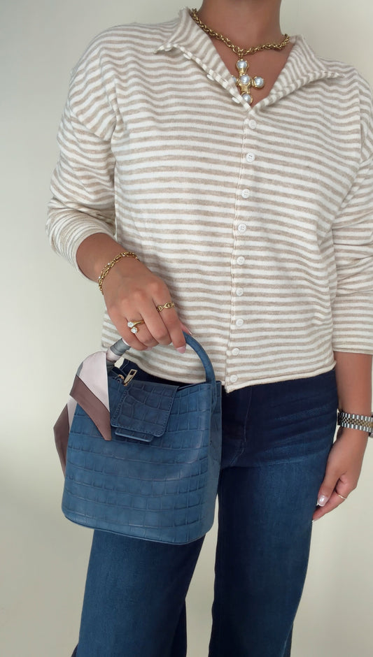 Blue Croc Bucket Bag
