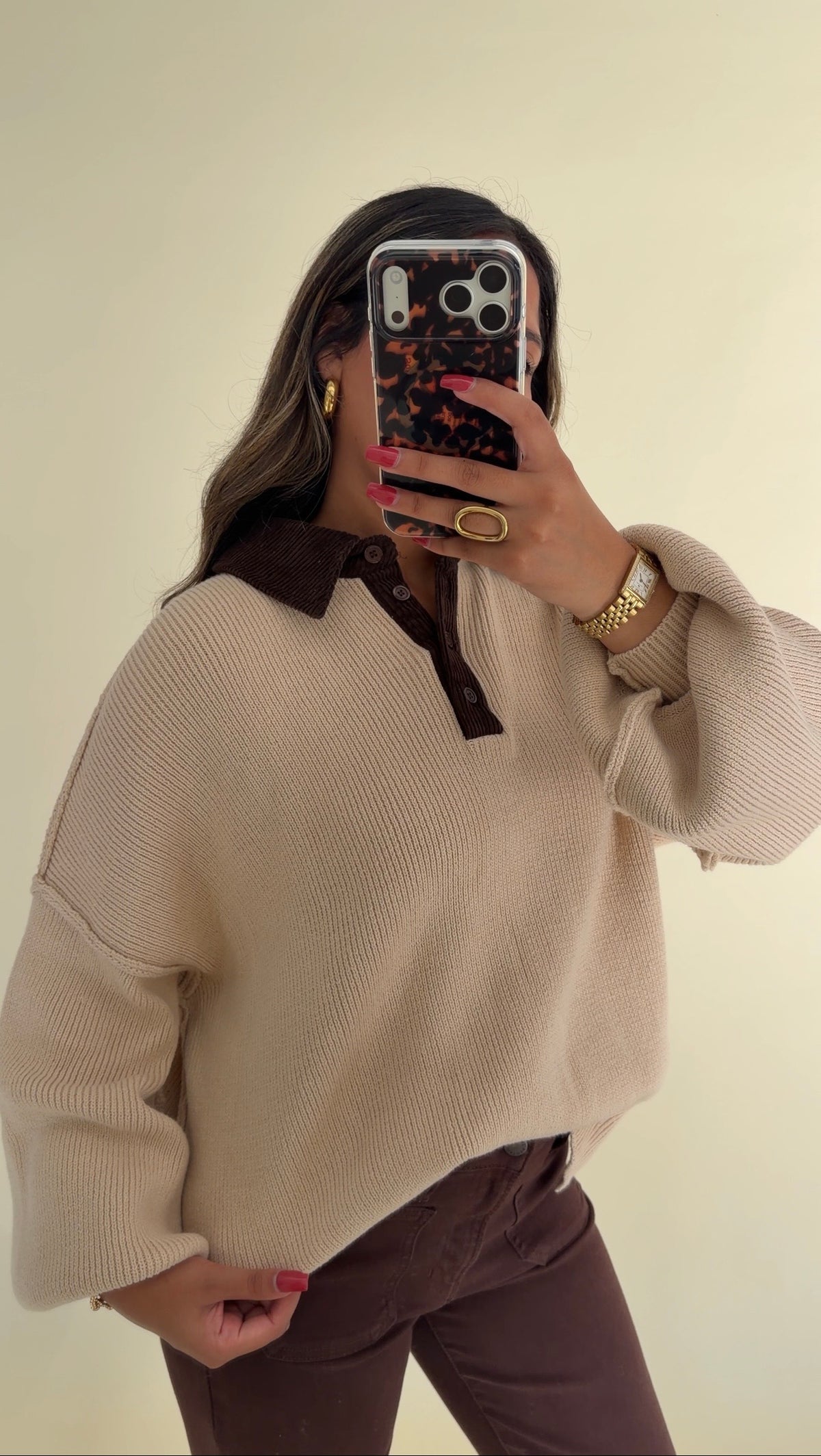 Chocolate Collar Oversized Sweater