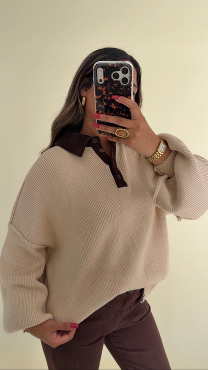 Chocolate Collar Oversized Sweater