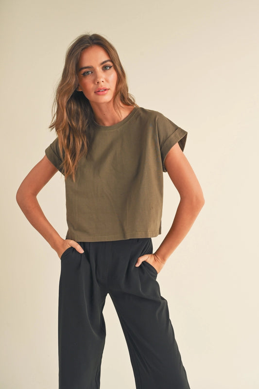 Olive Relaxed Boxy Tee