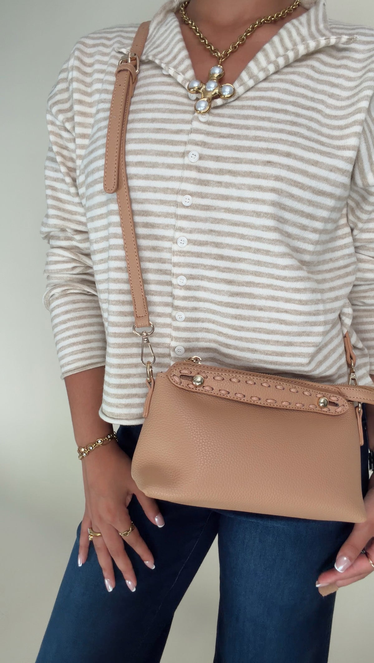 Almond Top Handle Crossbody
