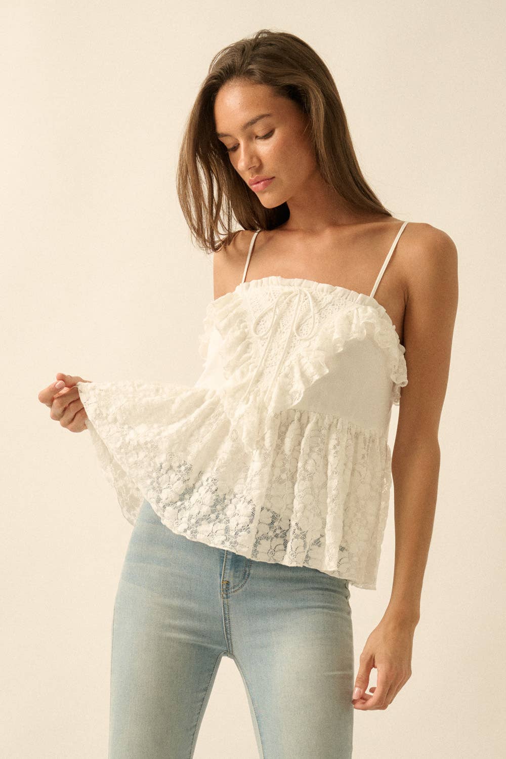 Ivory Ruffle Cami