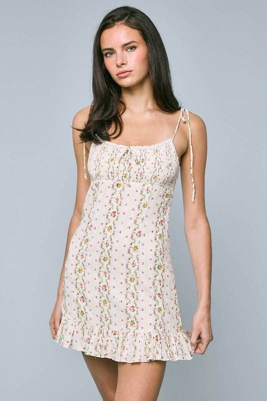 Stripped Floral Mini Dress