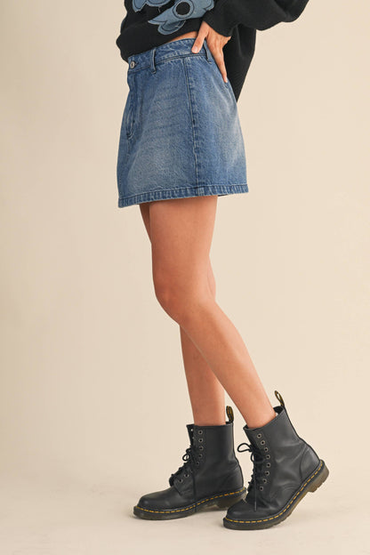 Mini Barrel Denim Skirt