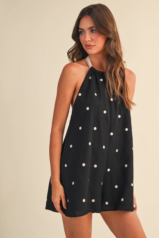 Open Back Polka Dot Romper