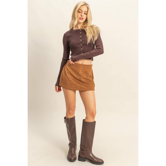 Camel Suede Skort
