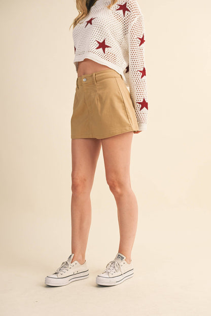 Khaki Denim Skirt