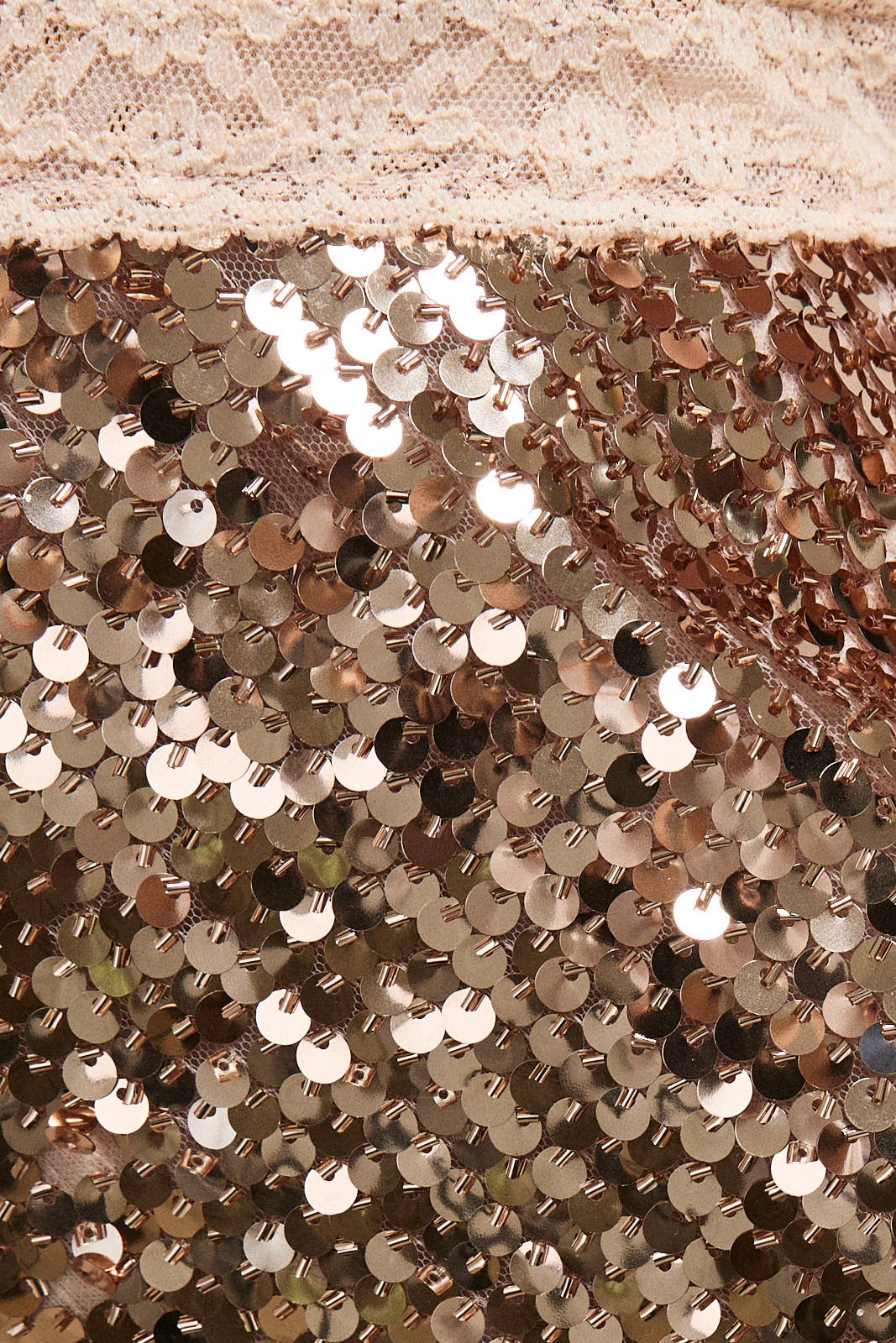 Champagne Lace Trim Mini Dress