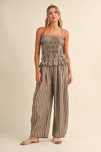Mocha Striped Jumpsuit