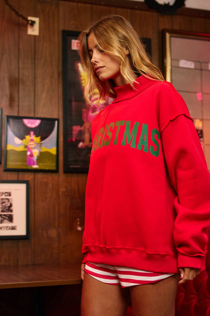 Red Christmas & Merry  Reversible Mockneck