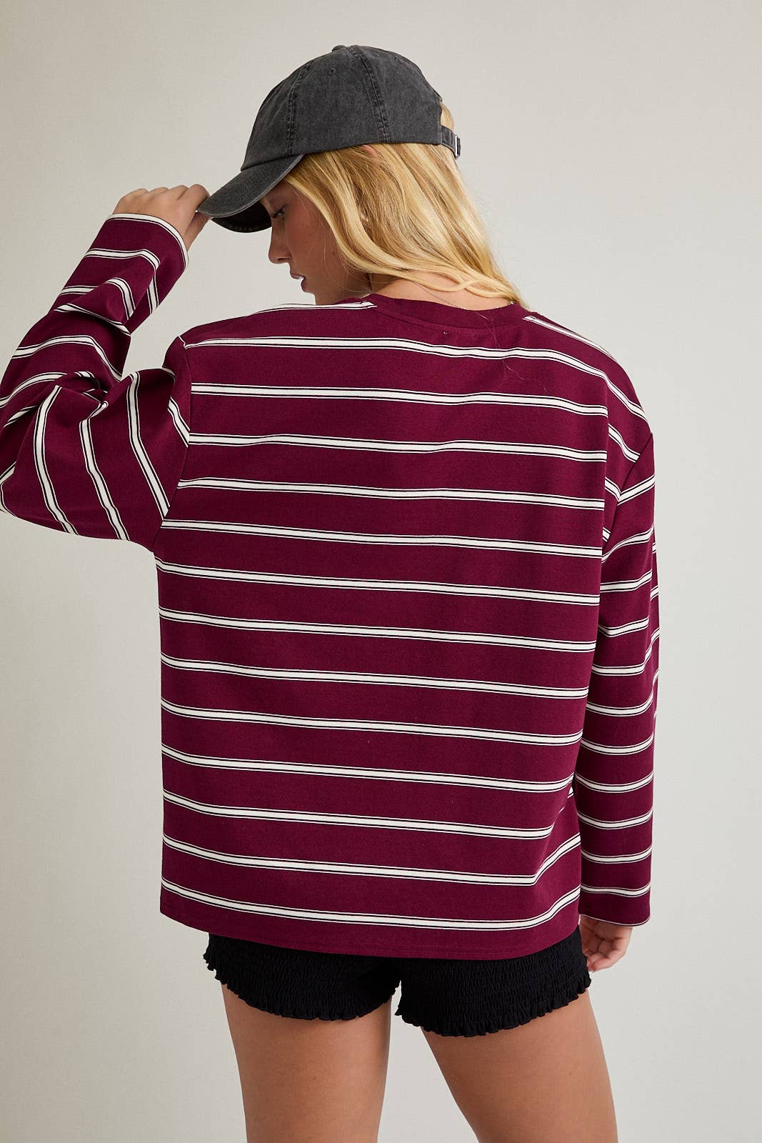Maroon Stripe Lounge Top