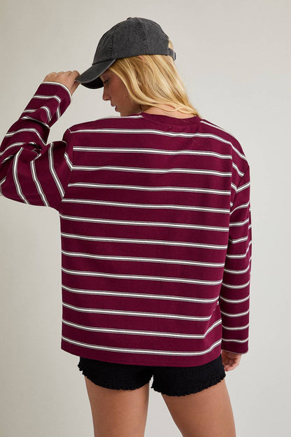 Maroon Stripe Lounge Top