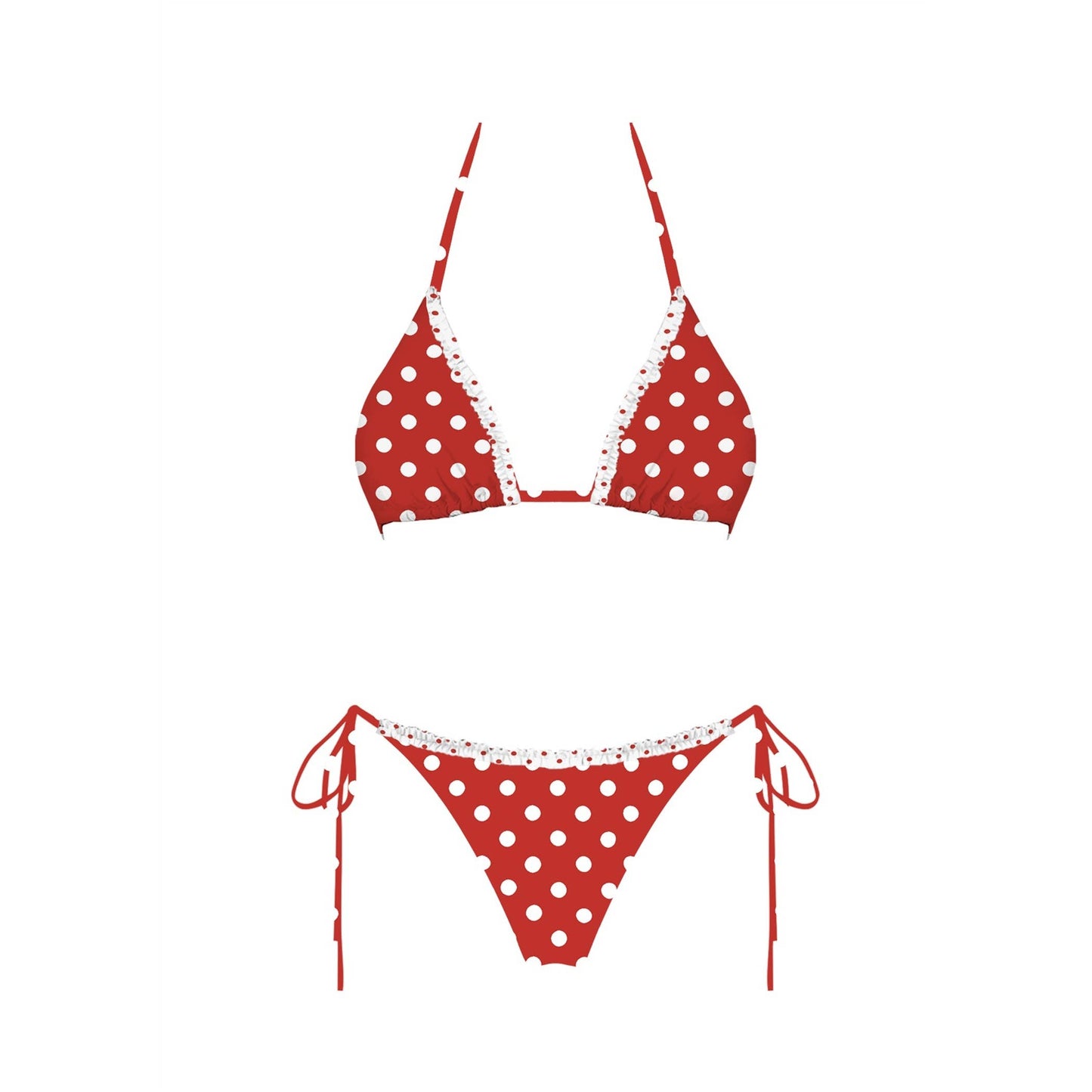 Red Ruffle Trim Bikini