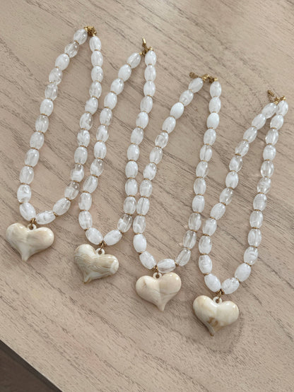 White Heart Necklace