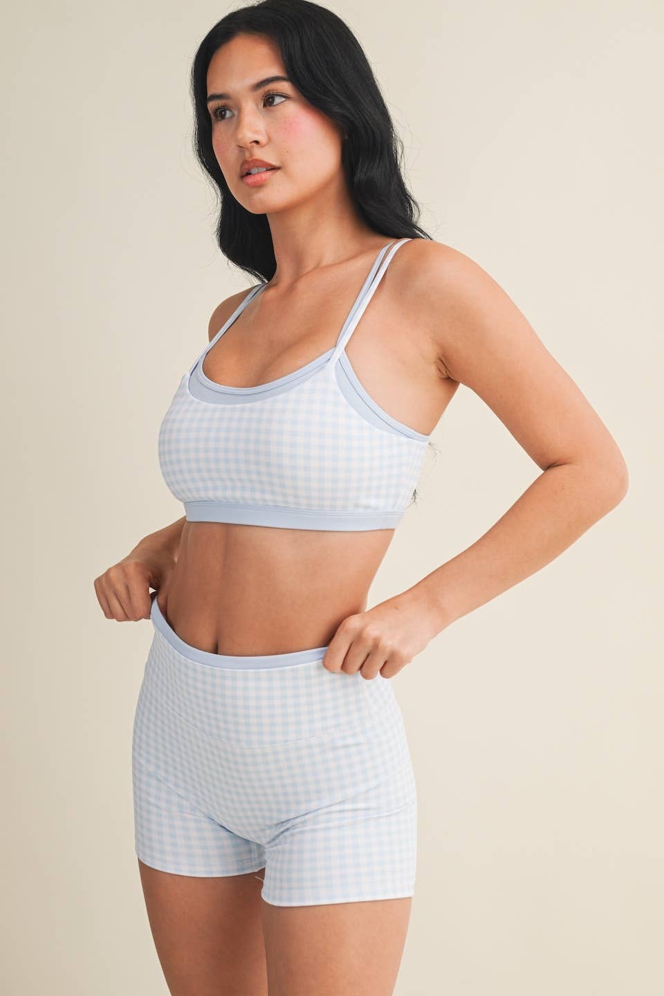 Blue Gingham Double Layer Peek Set