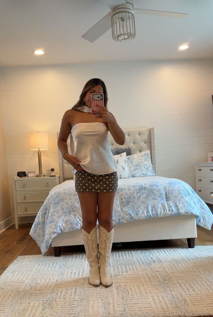 Ivory Satin Scarf Top