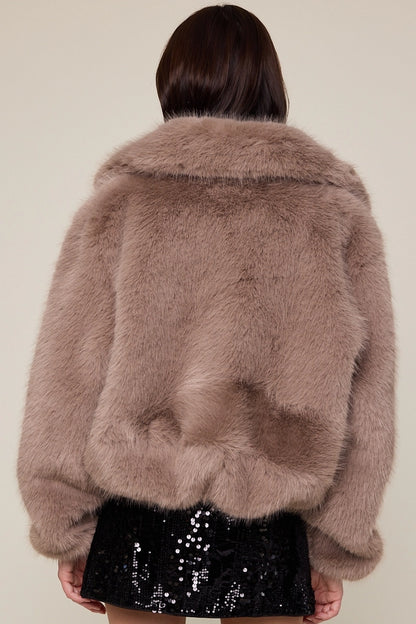 Cozy Faux Fur Jacket- Beige