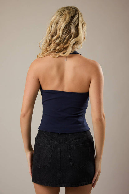 Navy Halter Top