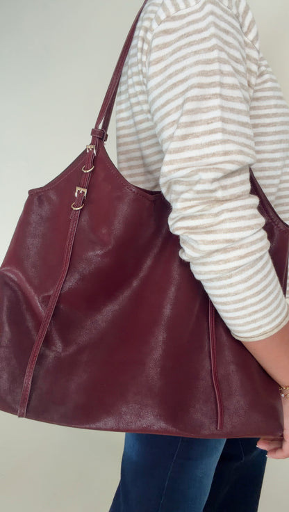 Monroe Tote- Dark Maroon