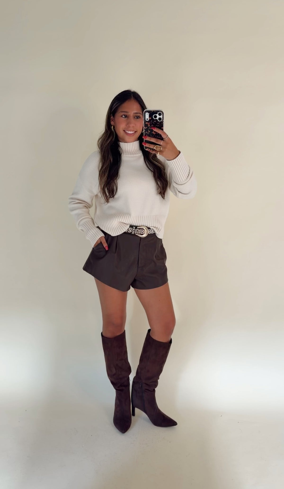Brown Leather Shorts