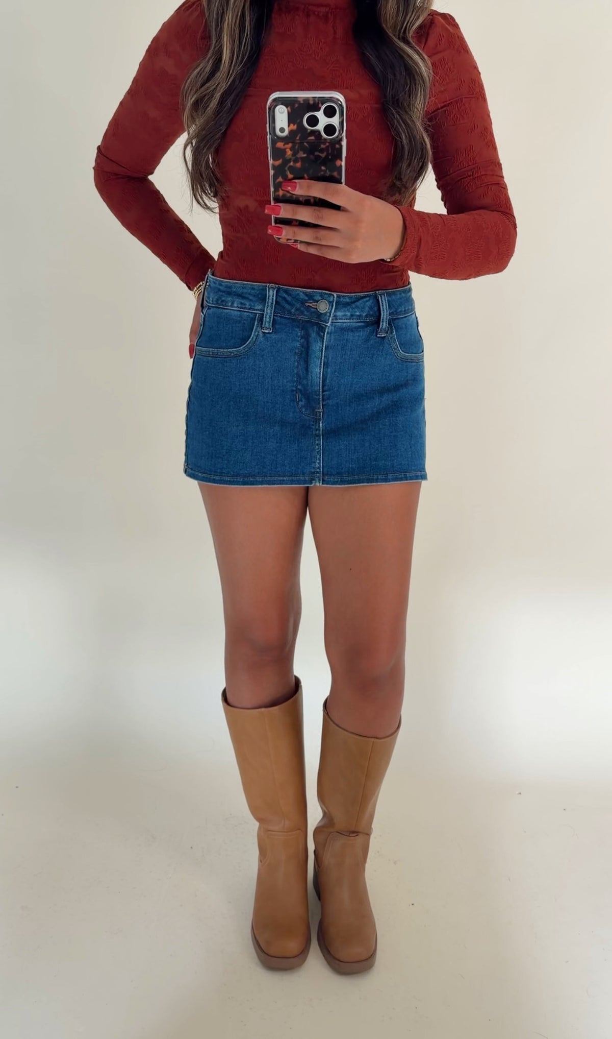 Ultra Mini Deep Denim Mini Skort
