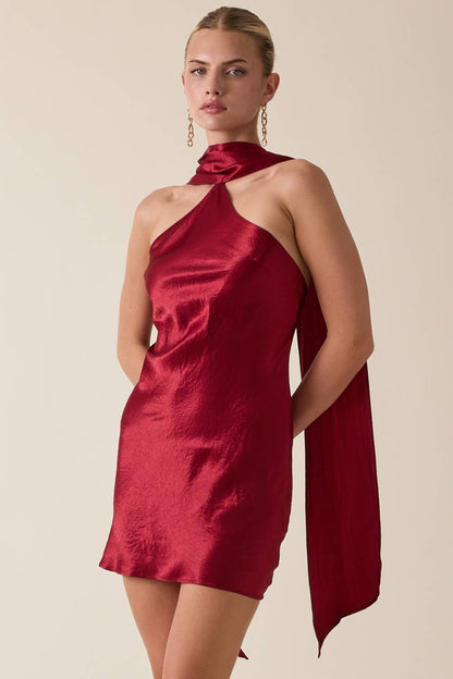 Merlot Scarf Mini Dress