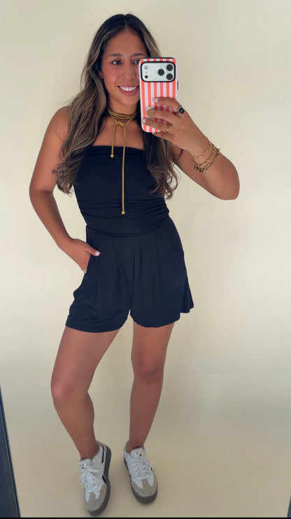 Black Slip Romper