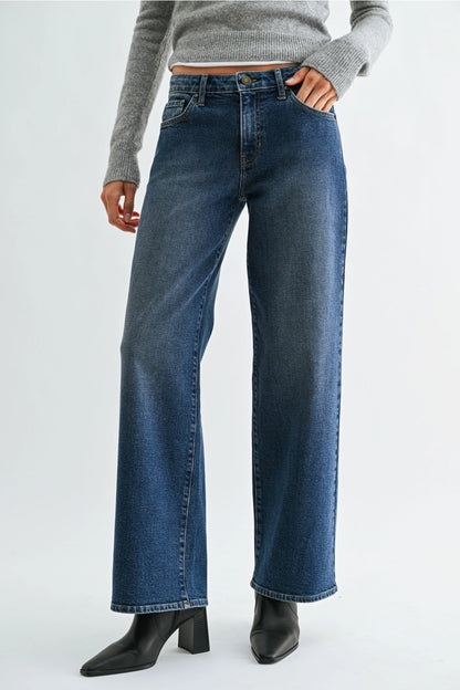 Payton Wide Leg Denim- Dark Wash