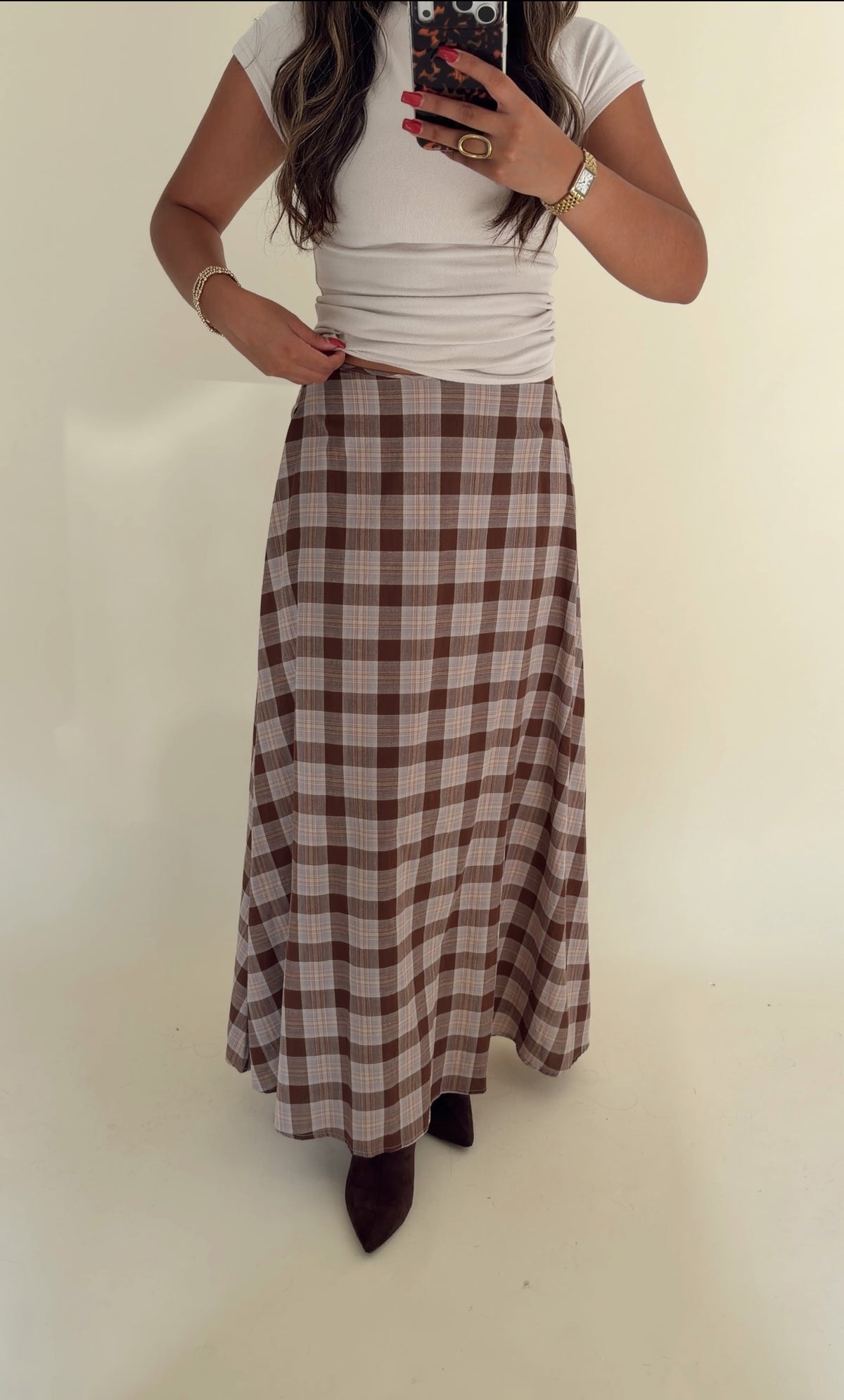 Fall Check Maxi Skirt