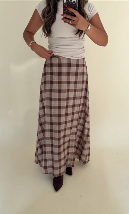 Fall Check Maxi Skirt
