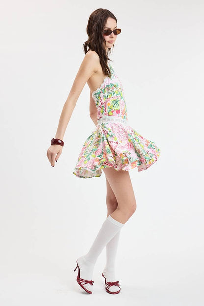 Pink Palm Mini Dress