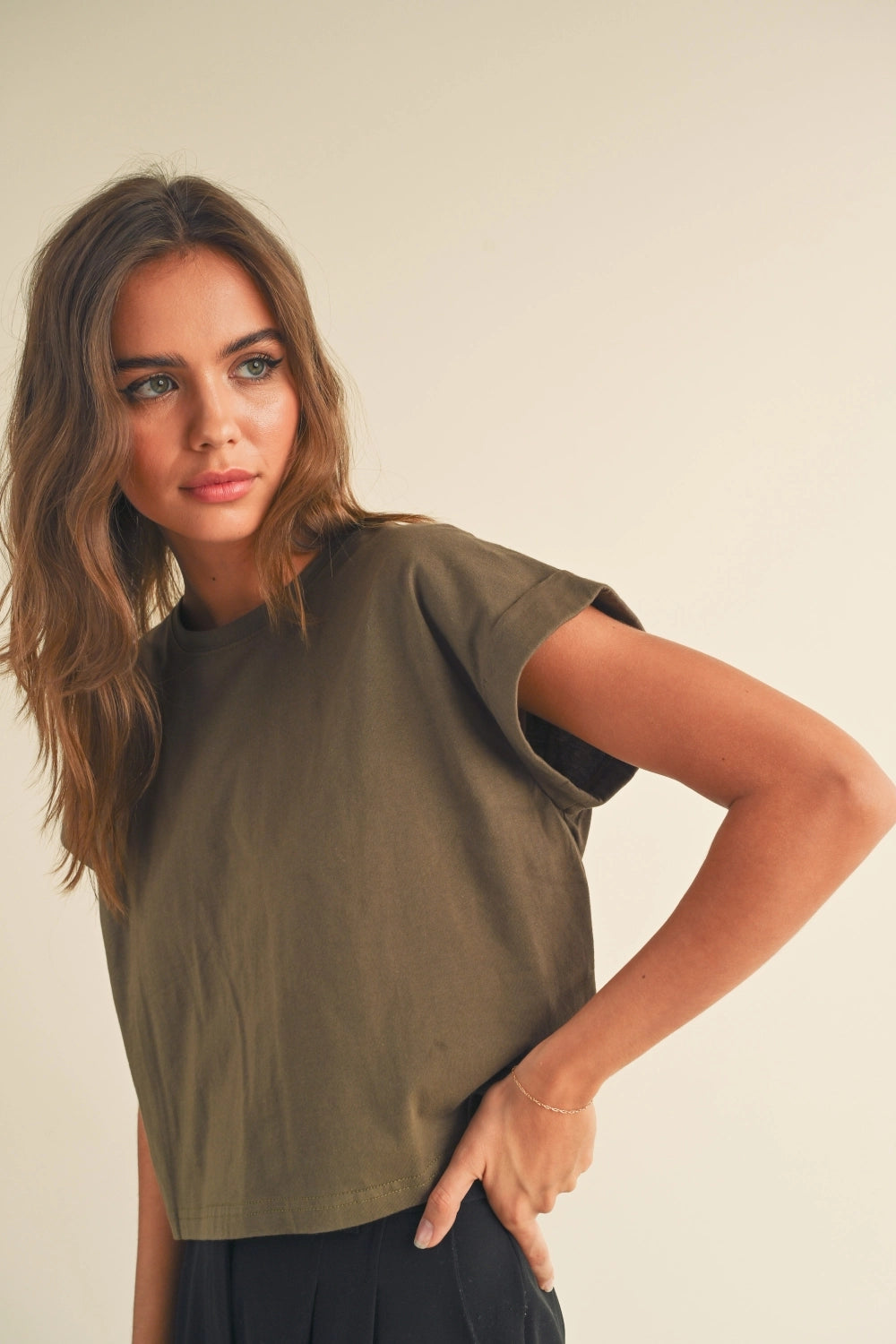 Olive Relaxed Boxy Tee