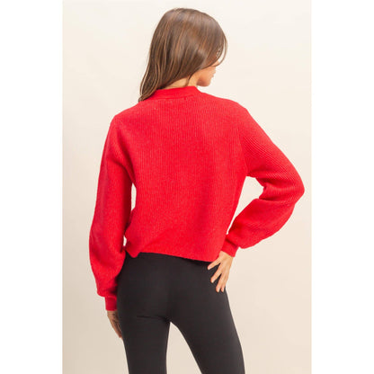 Red Rhinestone Bow Cardigan