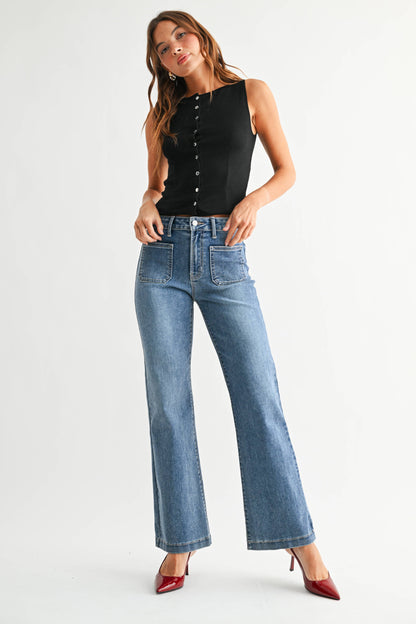 Patch Pocket Mini Flare Jeans