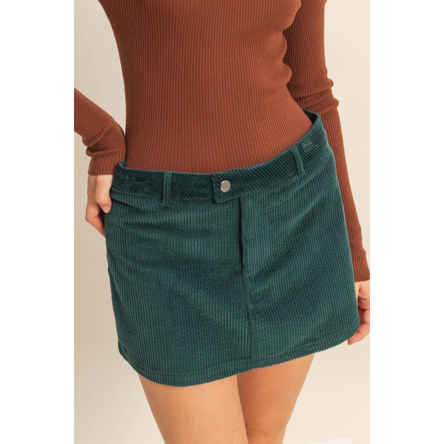 Deep Green Corduroy Mini Skirt