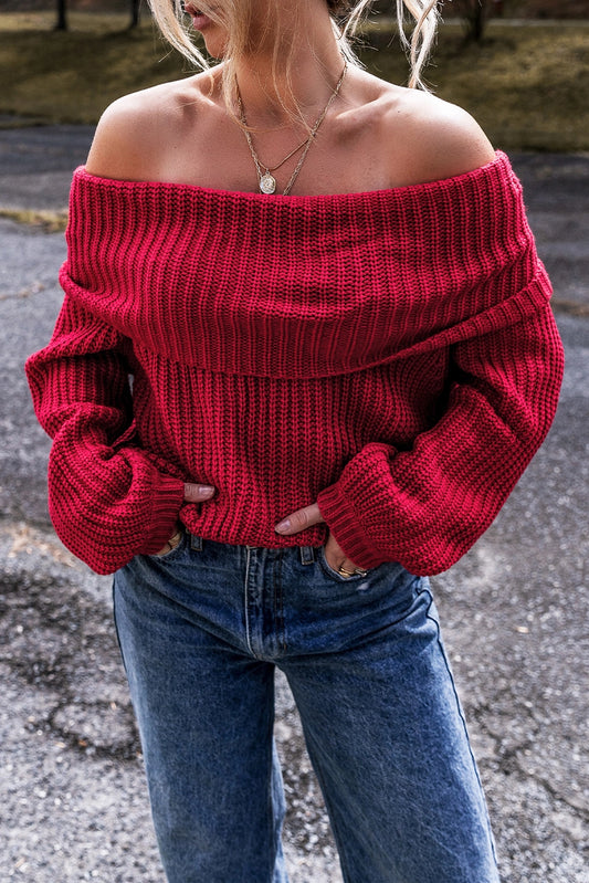 Off The Shoulder Red Sweater