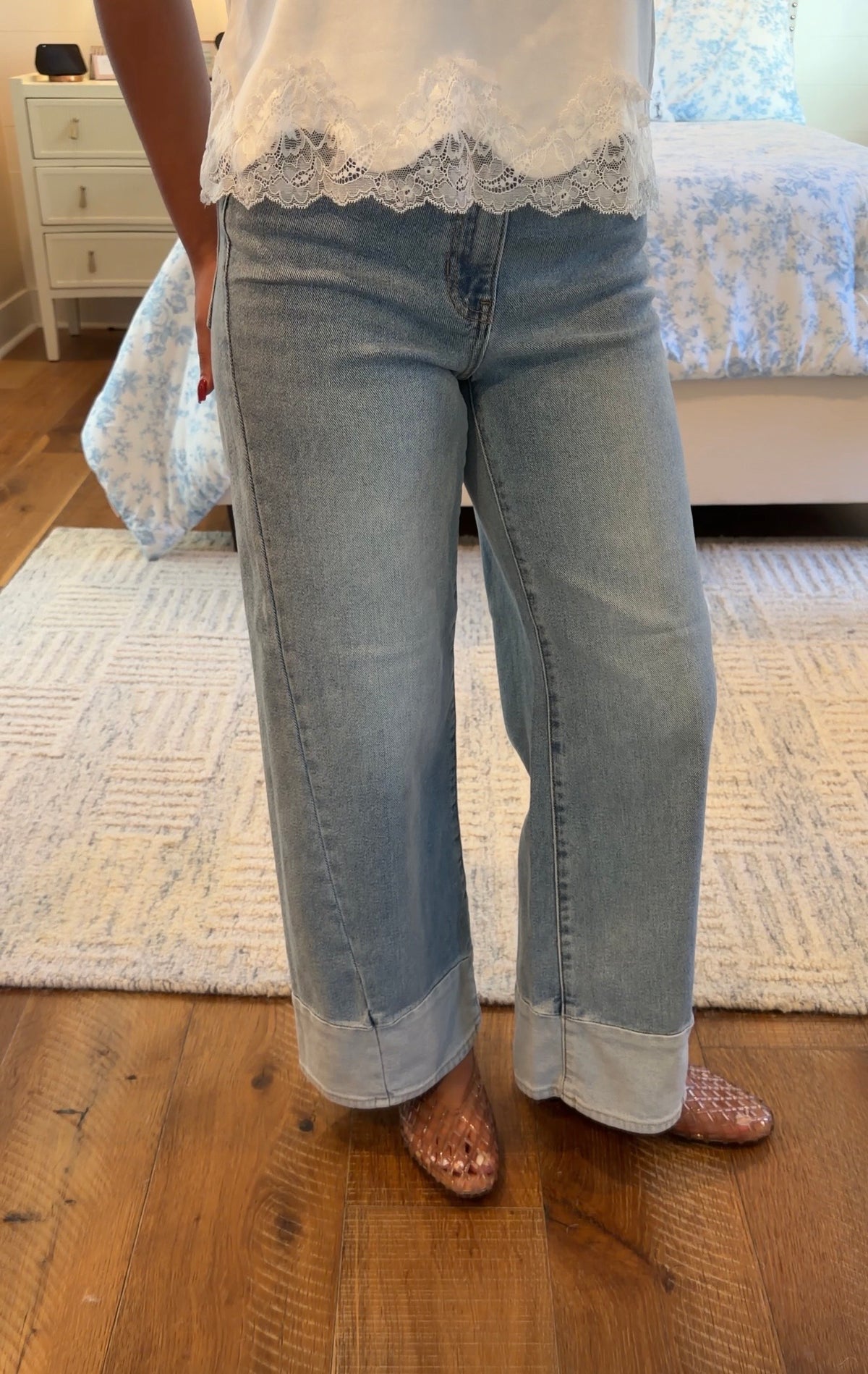 Two Toned Light Denim Pants