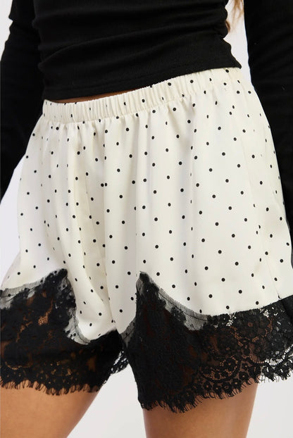 Black Polka Dot Lace Shorts