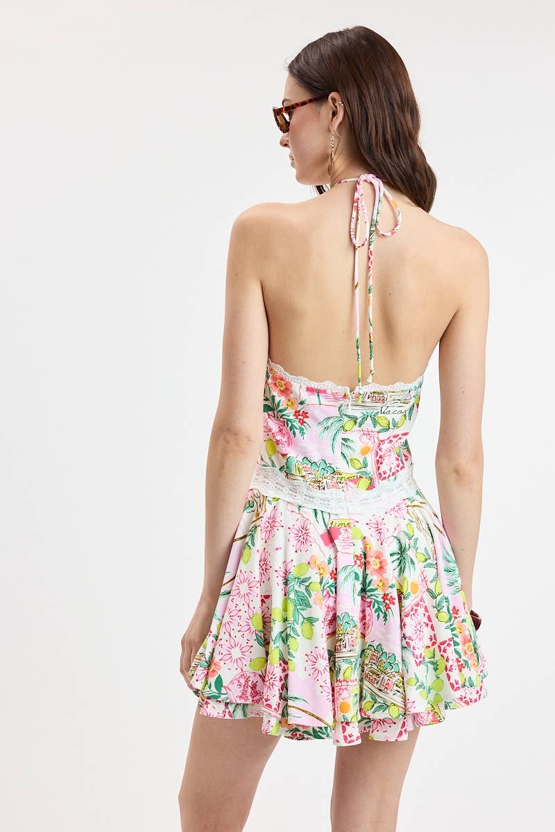 Pink Palm Mini Dress