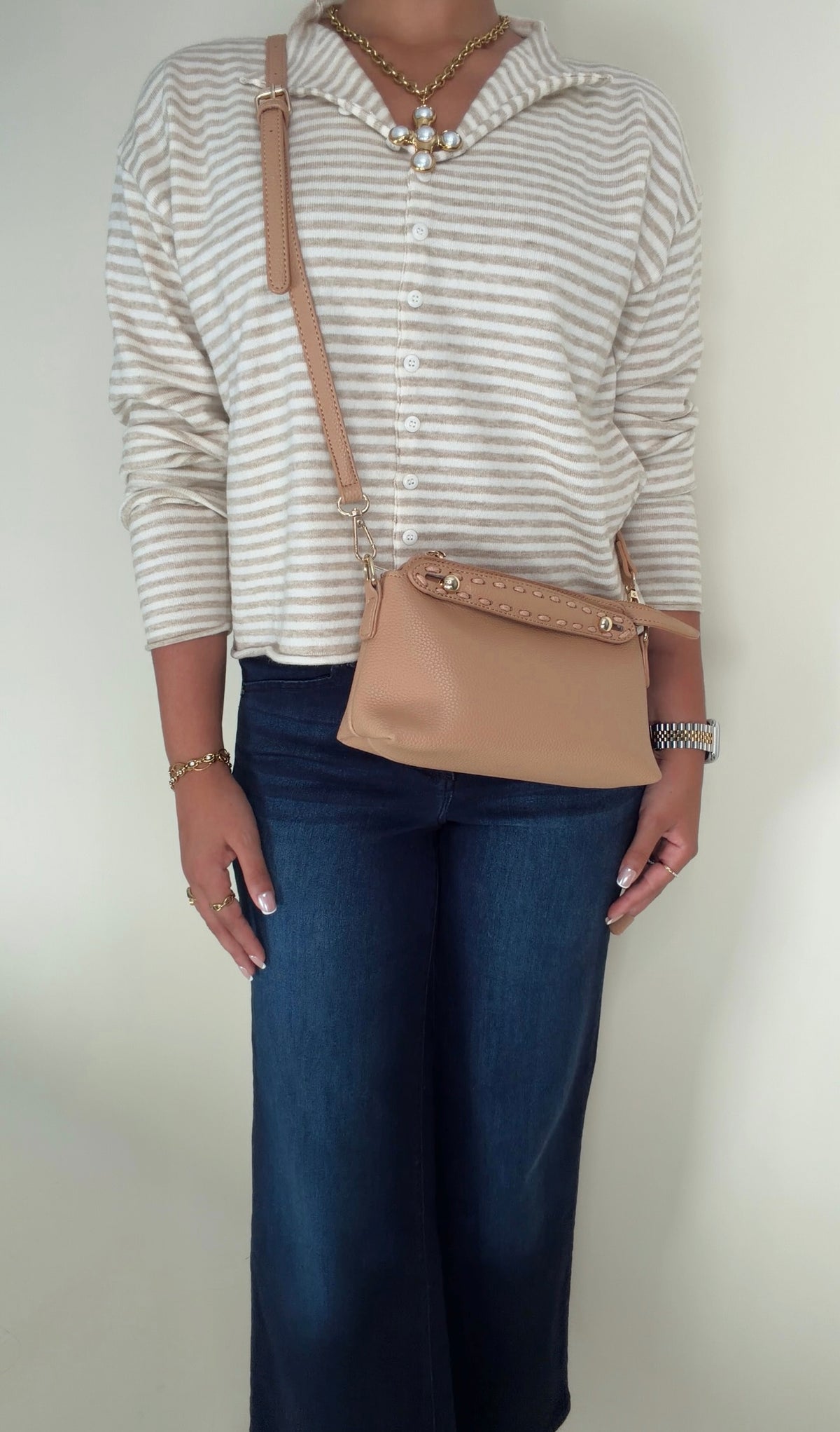 Almond Top Handle Crossbody