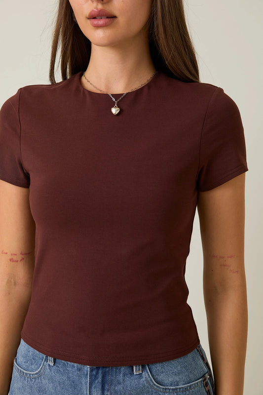 Double Lined Tee- Brown