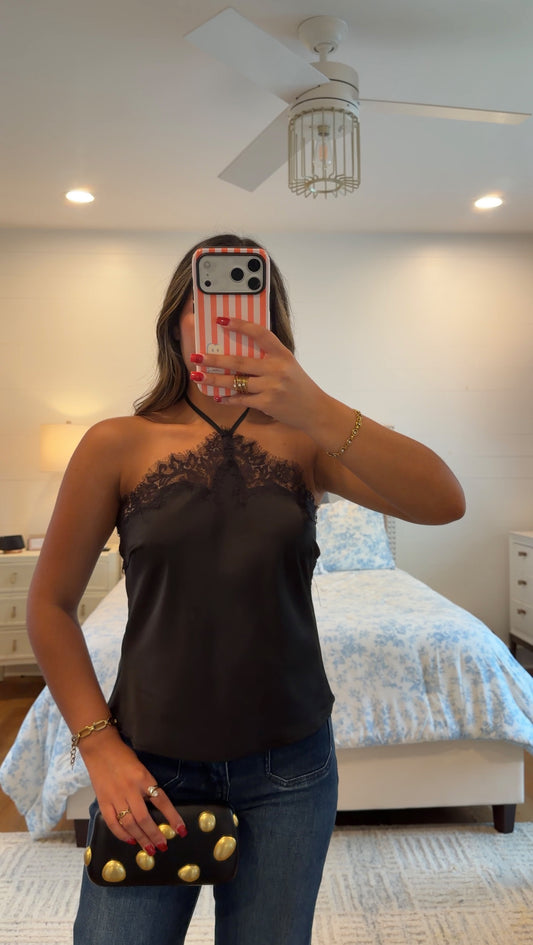 Timeless Lace Halter- Black