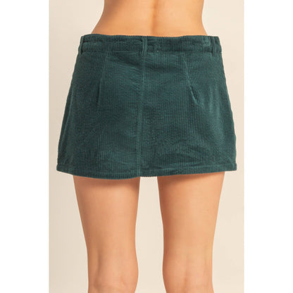 Deep Green Corduroy Mini Skirt