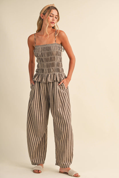 Mocha Striped Jumpsuit