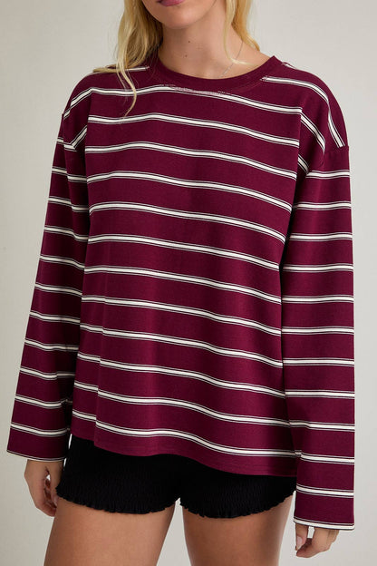 Maroon Stripe Lounge Top