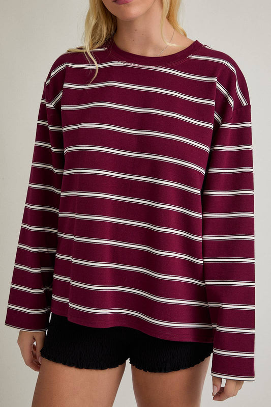 Maroon Stripe Lounge Top
